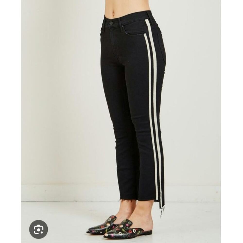 Mother Denim Insider Crop Step Fray Racing Stripe Jeans in Size: 26